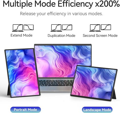 شاشة محمولة للسفر مقاس 16 بوصة، موسع شاشة كمبيوتر محمول FHD 1200P مع مسند أفقي ورأسي قابل للفصل 360 درجة، ومكبرات صوت، وشاشة ألعاب محمولة للعاملين عن بعد، والبدو الرقميين in Kuwait