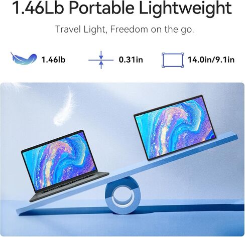 شاشة محمولة للسفر مقاس 16 بوصة، موسع شاشة كمبيوتر محمول FHD 1200P مع مسند أفقي ورأسي قابل للفصل 360 درجة، ومكبرات صوت، وشاشة ألعاب محمولة للعاملين عن بعد، والبدو الرقميين in Kuwait