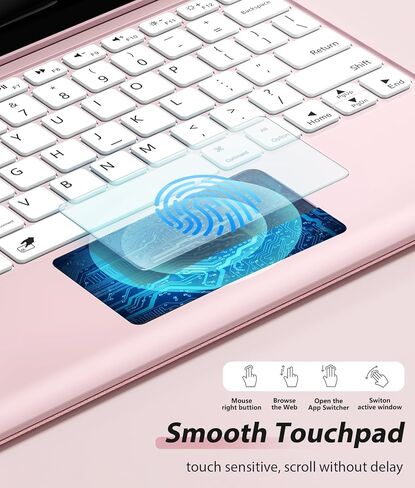 حافظة Harvopu لجهاز iPad Pro 13 بوصة مع لوحة مفاتيح (M5/M4) 2025/2024، لوحة مفاتيح مغناطيسية لاسلكية قابلة للفصل مع لوحة تتبع متعددة اللمس 7 ألوان غطاء قابل للطي مقاوم للإضاءة الخلفية لجهاز iPad Pro 13 بوصة، وردي in Kuwait