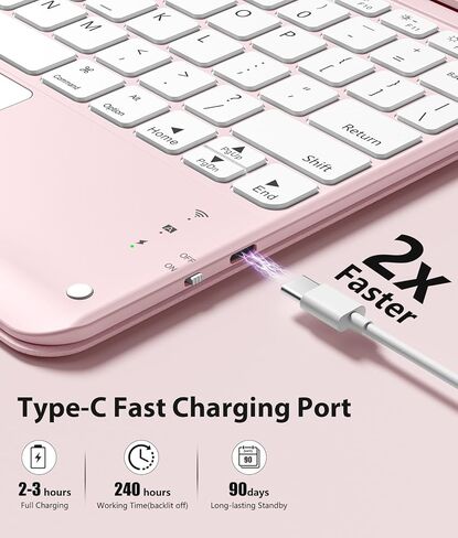 حافظة Harvopu لجهاز iPad Pro 13 بوصة مع لوحة مفاتيح (M5/M4) 2025/2024، لوحة مفاتيح مغناطيسية لاسلكية قابلة للفصل مع لوحة تتبع متعددة اللمس 7 ألوان غطاء قابل للطي مقاوم للإضاءة الخلفية لجهاز iPad Pro 13 بوصة، وردي in Kuwait
