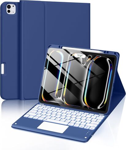 حافظة Harvopu لجهاز iPad Pro 13 بوصة مع لوحة مفاتيح (M5/M4) 2025/2024، لوحة مفاتيح مغناطيسية لاسلكية قابلة للفصل مع لوحة تتبع متعددة اللمس 7 ألوان غطاء قابل للطي مقاوم للإضاءة الخلفية لجهاز iPad Pro 13 بوصة، وردي in Kuwait