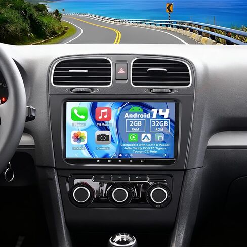 Android 14 Double Din Car Stereo Radio for Golf 5 6 Passat Jetta Caddy EOS T5 Tiguan Touran CC Polo,9" Carplay Android Auto GPS WiFi Bluetooth DSP SWC Mirrorlink Mic Backup Camera in Saudi Arabia