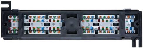 12 منفذ Cat6 UTP LAN حامل لوحة التصحيح على الحائط RJ45 110 نوع الكتل الطرفية، أسود in Kuwait