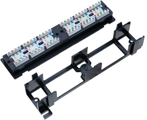 12 منفذ Cat6 UTP LAN حامل لوحة التصحيح على الحائط RJ45 110 نوع الكتل الطرفية، أسود in Kuwait
