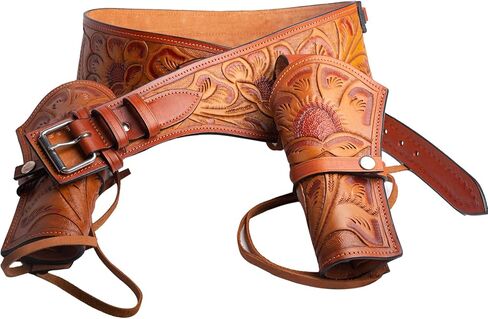 هولارا جلد محبب بالكامل بوف 22 حافظة غربية من عيار التراث الخام رايدر، حزام البندقية، رعاة البقر، رانجلر، 22 مسدس in Kuwait