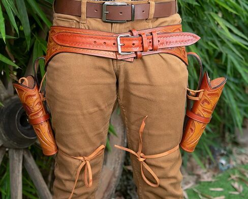 Hulara Full Grain Buff Leather 22 Caliber Western Holster for Heritage Rough Rider, Gun Belt, Cowboy, Wrangler, 22 Revolver in Saudi Arabia