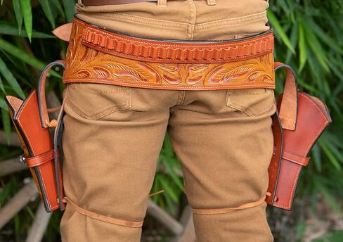 Hulara Full Grain Buff Leather 22 Caliber Western Holster for Heritage Rough Rider, Gun Belt, Cowboy, Wrangler, 22 Revolver in Saudi Arabia