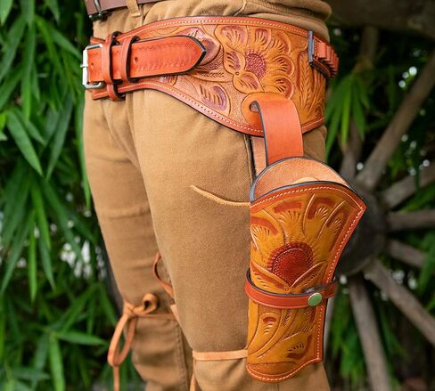 Hulara Full Grain Buff Leather 22 Caliber Western Holster for Heritage Rough Rider, Gun Belt, Cowboy, Wrangler, 22 Revolver in Saudi Arabia