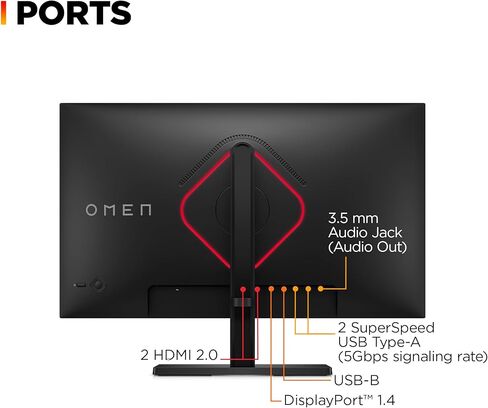 شاشة HP OMEN مقاس 24.5 بوصة FHD 360 هرتز للألعاب، شاشة FHD (1920 × 1080)، تقنية لوحة IPS، VESA DisplayHDR 400، 1ms GtG (مع Overdrive)، متوافق مع NVIDIA G-SYNC، أسود، OMEN 25 (2025) in Saudi Arabia
