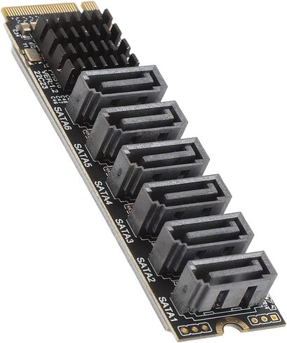 بطاقة توسيع M.2 إلى SATA3.0، مؤشر ذكي ASM1166 عالي السرعة وأداء مستقر بطاقة محول M.2 إلى SATA3.0 تبديد جيد للحرارة لسطح المكتب in Saudi Arabia
