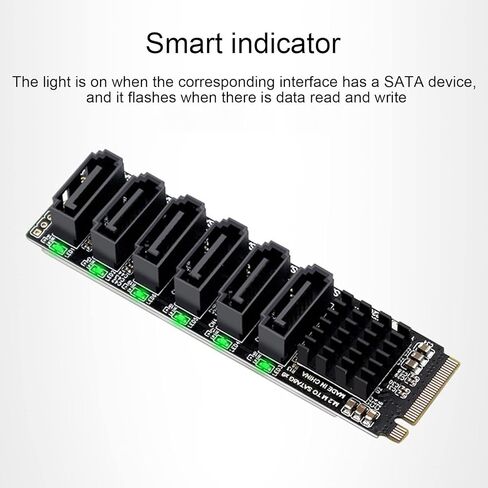 بطاقة توسيع M.2 إلى SATA3.0، مؤشر ذكي ASM1166 عالي السرعة وأداء مستقر بطاقة محول M.2 إلى SATA3.0 تبديد جيد للحرارة لسطح المكتب in Saudi Arabia