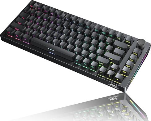 HINATSUSIKE H83 PRO Wireless Mechanical Gaming Keyboard, 75% Gaming Equipment with Knob, Hot Swappable Cardamom Switches, PBT Keycaps, RGB Backlit, USB-C Wired/2.4G/BT5.0, Ergonomic for Win/Mac/Linux in Saudi Arabia