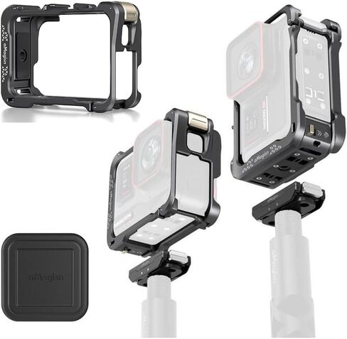 قفص لـ Insta360 Ace Pro/Insta360 Ace، إطار واقٍ سريع التحرير من سبائك الألومنيوم مع غطاء حماية للعدسة، مع فتحة تمهيد باردة ومحول، يمكن توصيله بحامل ثلاثي الأرجل in Kuwait