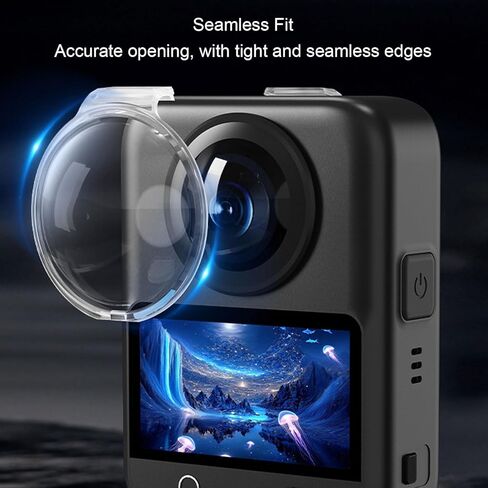Yunseity 360 Camera Lens Guard with HD High Transparency, Protective Cover for OSMO, Seamless Panoramic Filming, Electroplated Coating, Anti Fog, Rugged PC Material in Saudi Arabia