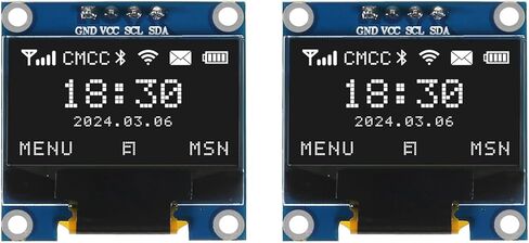 2 قطعة 0.96 بوصة OLED I2C IIC وحدة عرض 12864 128x64 بكسل SSD1306 لوحة شاشة OLED صغيرة ذاتية الإضاءة متوافقة مع Arduino Raspberry Pi (أبيض) in Kuwait