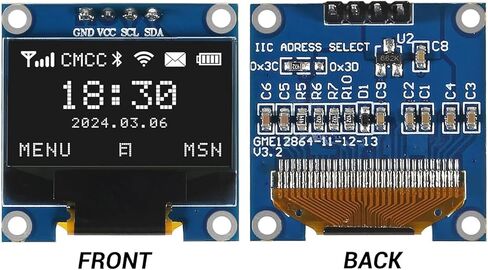 2 قطعة 0.96 بوصة OLED I2C IIC وحدة عرض 12864 128x64 بكسل SSD1306 لوحة شاشة OLED صغيرة ذاتية الإضاءة متوافقة مع Arduino Raspberry Pi (أبيض) in Kuwait