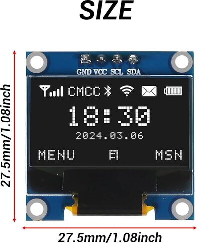 2 قطعة 0.96 بوصة OLED I2C IIC وحدة عرض 12864 128x64 بكسل SSD1306 لوحة شاشة OLED صغيرة ذاتية الإضاءة متوافقة مع Arduino Raspberry Pi (أبيض) in Kuwait