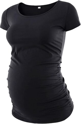 Liu & Qu Women's Maternity Classic Side Ruched T-Shirt Tops Mama Pregnancy Clothes in Saudi Arabia