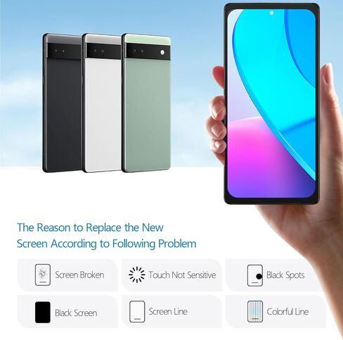 YWLRONG لاستبدال شاشة Google Pixel 6A incell لشاشة Pixel 6A GX7AS GB62Z G1AZG شاشة LCD تعمل باللمس مع أدوات استبدال in Kuwait