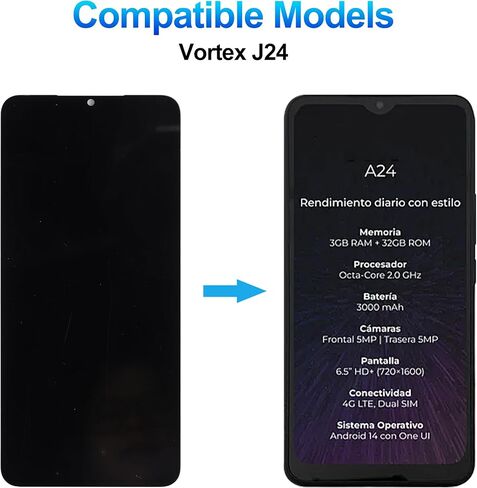 LCD Screen Compatible with Vortex A24 LCD Display Touchscreen Digitizer Assembly 6.5" with Repair Tools Kit in Kuwait