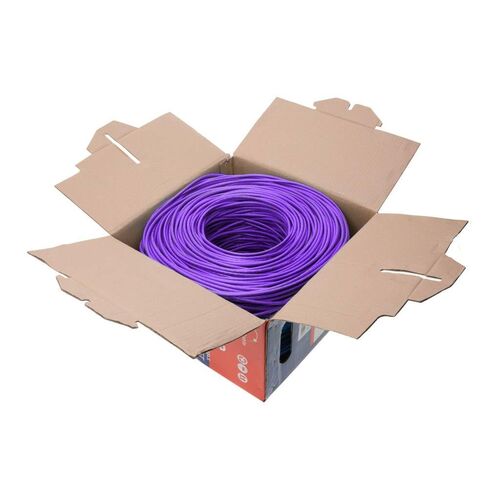 SATMAXIMUM 500ft Cat6 Ethernet Cable, Solid Bare Copper, UTP 23 AWG, Reelex II Easy-Pull Box, CM Rated – Purple in Saudi Arabia