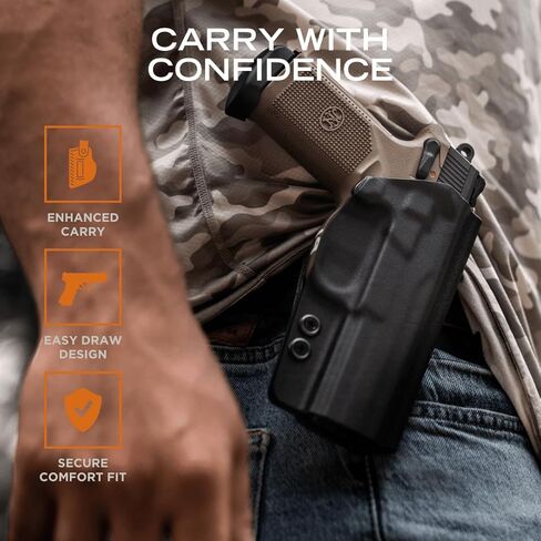 حافظة مجداف OWB مستديرة تناسب: Glock 43 43X Holster - RH - ألياف الكربون الأسود Kydex - Concealment Express - صناعة أمريكية in Kuwait