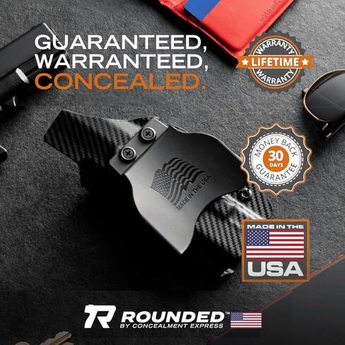 حافظة مجداف OWB مستديرة تناسب: Glock 43 43X Holster - RH - ألياف الكربون الأسود Kydex - Concealment Express - صناعة أمريكية in Kuwait