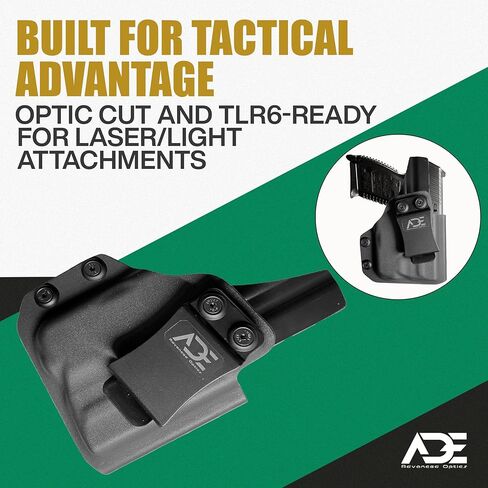 حافظة IWB للبصريات المتقدمة من Ade لـ S&W M&P Shield 9mm/.40 - حمل مخفي لليد اليمنى - قطع بصري للنقطة الحمراء - مساحة Streamlight TLR6 - تناسب Shield RMS، Romeo Zero، Vortex Venom / Viper in Kuwait
