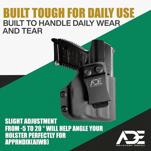 حافظة IWB للبصريات المتقدمة من Ade لـ S&W M&P Shield 9mm/.40 - حمل مخفي لليد اليمنى - قطع بصري للنقطة الحمراء - مساحة Streamlight TLR6 - تناسب Shield RMS، Romeo Zero، Vortex Venom / Viper in Kuwait