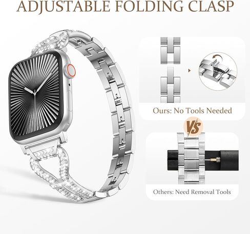 Wepro Thin Bling Metal Gold Band: for Apple Watch Bands for Women 40mm 44mm 42mm 46mm 41mm 45mm 38mm 49mm - Slim Fancy Dressy Strap for iWatch SE Series 11 10 9 8 7 6 5 4 3 2 1 Ultra Luxury Bracelet in Saudi Arabia