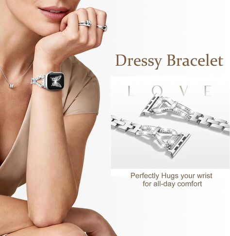 Wepro Thin Bling Metal Gold Band: for Apple Watch Bands for Women 40mm 44mm 42mm 46mm 41mm 45mm 38mm 49mm - Slim Fancy Dressy Strap for iWatch SE Series 11 10 9 8 7 6 5 4 3 2 1 Ultra Luxury Bracelet in Saudi Arabia