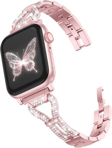 Wepro Thin Bling Metal Gold Band: for Apple Watch Bands for Women 40mm 44mm 42mm 46mm 41mm 45mm 38mm 49mm - Slim Fancy Dressy Strap for iWatch SE Series 11 10 9 8 7 6 5 4 3 2 1 Ultra Luxury Bracelet in Saudi Arabia