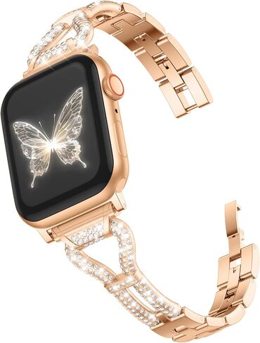 Wepro Thin Bling Metal Gold Band: for Apple Watch Bands for Women 40mm 44mm 42mm 46mm 41mm 45mm 38mm 49mm - Slim Fancy Dressy Strap for iWatch SE Series 11 10 9 8 7 6 5 4 3 2 1 Ultra Luxury Bracelet in Saudi Arabia