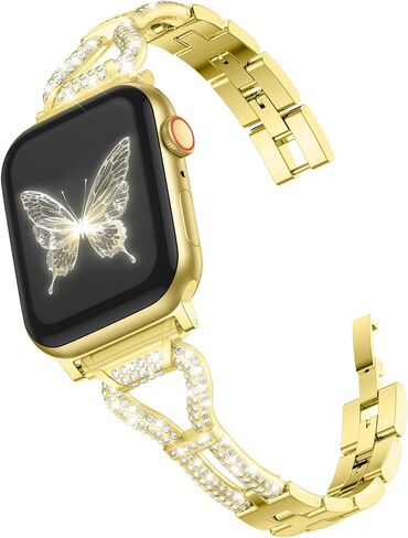Wepro Thin Bling Metal Gold Band: for Apple Watch Bands for Women 40mm 44mm 42mm 46mm 41mm 45mm 38mm 49mm - Slim Fancy Dressy Strap for iWatch SE Series 11 10 9 8 7 6 5 4 3 2 1 Ultra Luxury Bracelet in Saudi Arabia
