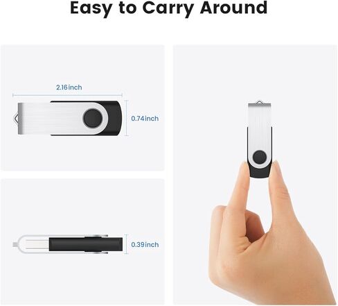 محرك فلاش 8 جيجابايت 2 قطعة USB 2.0 محرك فلاش محرك الإبهام محركات الانتقال سلسلة المفاتيح عصا الذاكرة-أسود in Kuwait