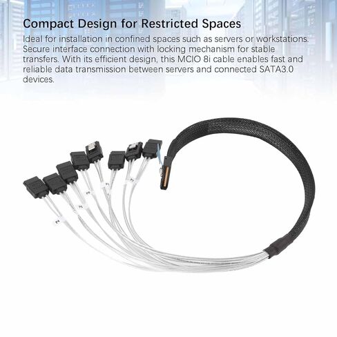 MCIO 8i to 8xSATA3.0 Cable, 32 GT s Data Transfer, 19.69in Length, Suitable for Data Centers, Servers in Saudi Arabia