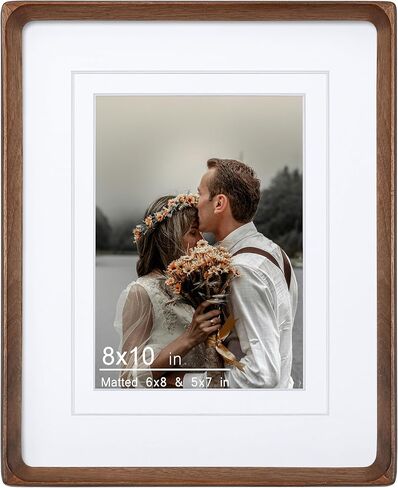 إطار صورة VAUWINEK مقاس 11 × 14، عرض صور مقاس 5 × 7/8 × 10 مع حصيرة أو 11 × 14 بدون حصيرة، مصنوع من خشب الجوز الصلب مع حامل أفقي رأسي من الزجاج الحقيقي لمعرض التعليق على الحائط على سطح الطاولة in Saudi Arabia