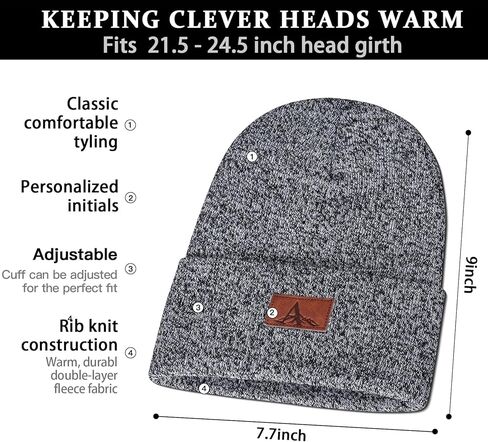 Janhavi Beanie for Men Women Winter with Initials,Knitted Ski Hat Mens Skull Cap,Fleece Hats Gifts for Christmas Thanksgiving in Saudi Arabia