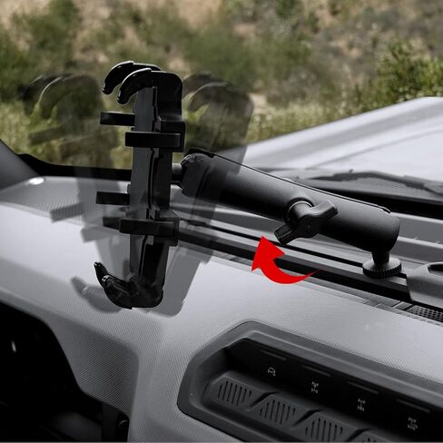 حامل هاتف لوحة القيادة المحدث من Mabett لسيارة Ford Bronco، 2021-2026، دعامة متعددة الوظائف من الألومنيوم مع حامل هاتف واحد و2 حامل كروي، نظام سكة منزلق سهل التركيب (ليس لرياضة برونكو) in Saudi Arabia