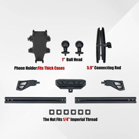 حامل هاتف لوحة القيادة المحدث من Mabett لسيارة Ford Bronco، 2021-2026، دعامة متعددة الوظائف من الألومنيوم مع حامل هاتف واحد و2 حامل كروي، نظام سكة منزلق سهل التركيب (ليس لرياضة برونكو) in Saudi Arabia