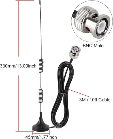 2pcs VHF UHF Ham Amateur Radio Police Scanner Antenna Magnetic Base BNC Male Antenna Compatible with Uniden Bearcat Whistler Shack Police Scanner Radio in Saudi Arabia