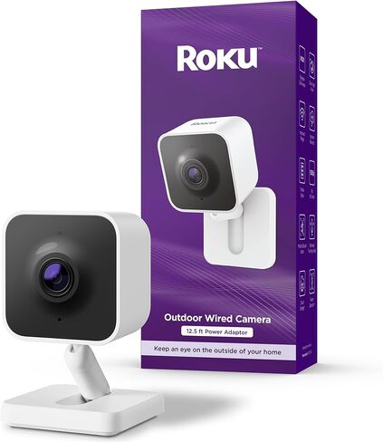 كاميرا Roku الخارجية - أمان منزلي - كاميرا أمان سلكية مقاومة للطقس IP65 وشاشة للحيوانات الأليفة مع رؤية ليلية عالية الدقة 1080 بكسل، متوافقة مع Alexa وGoogle، WDR، كشف الحركة والصوت (متجدد) in Saudi Arabia