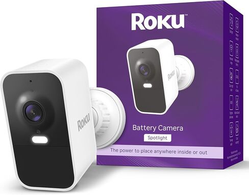 كاميرا Roku الخارجية - أمان منزلي - كاميرا أمان سلكية مقاومة للطقس IP65 وشاشة للحيوانات الأليفة مع رؤية ليلية عالية الدقة 1080 بكسل، متوافقة مع Alexa وGoogle، WDR، كشف الحركة والصوت (متجدد) in Saudi Arabia