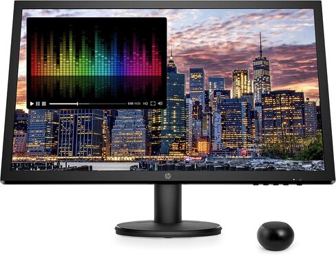 حزمة شاشة HP V24 FHD 1920x1080 مع HDMI وFreeSync وإضاءة زرقاء منخفضة ومكبر صوت بلوتوث صغير لصوت احترافي وميكروفون مدمج وغالق عن بعد للصور in Saudi Arabia