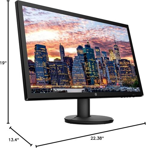 حزمة شاشة HP V24 FHD 1920x1080 مع HDMI وFreeSync وإضاءة زرقاء منخفضة ومكبر صوت بلوتوث صغير لصوت احترافي وميكروفون مدمج وغالق عن بعد للصور in Saudi Arabia