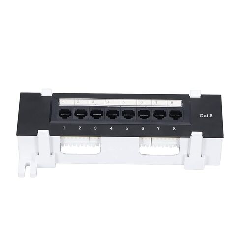Walfront Network Panel 8 Port CAT6 Patch Panel Rackmount, ABS RJ45 Ethernet Port with Dust Door for Home Cable Installation, T568A B Wiring, Wall Mount Accessory Impact Tools in Saudi Arabia