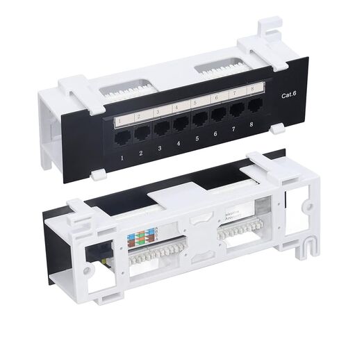Walfront Network Panel 8 Port CAT6 Patch Panel Rackmount, ABS RJ45 Ethernet Port with Dust Door for Home Cable Installation, T568A B Wiring, Wall Mount Accessory Impact Tools in Saudi Arabia