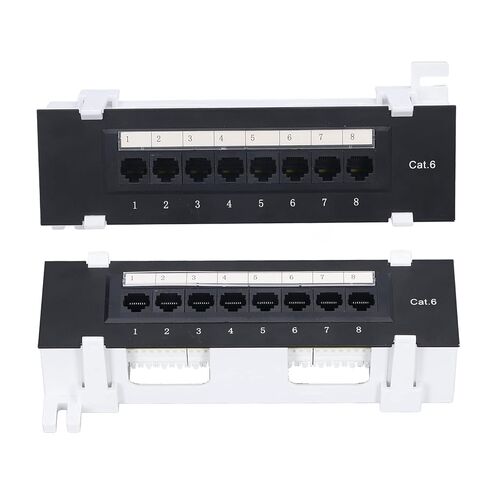 Walfront Network Panel 8 Port CAT6 Patch Panel Rackmount, ABS RJ45 Ethernet Port with Dust Door for Home Cable Installation, T568A B Wiring, Wall Mount Accessory Impact Tools in Saudi Arabia