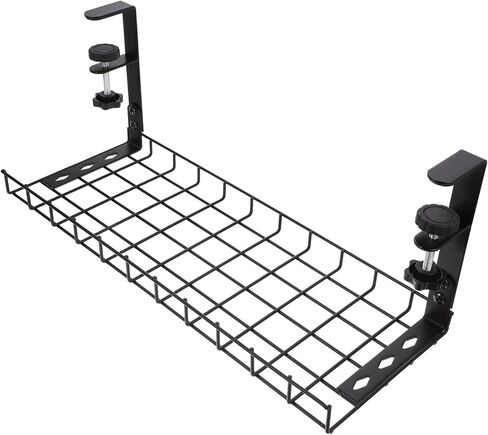 TEHAUX Under Desk Cable Rack and Organizer No Drill Wire Management Tray for Office Computer Cord Storage 500Mm Black Cord Holder for Home Workspace in Saudi Arabia