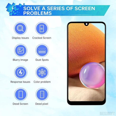 بديل شاشة Samsung Galaxy A32 AMOLED مع إطار شاشة OLED تعمل باللمس محول رقمي تجميع كامل زجاج إصلاح مع مجموعة أدوات إصلاح SM-A325F (A325F A325M A325N) in Kuwait